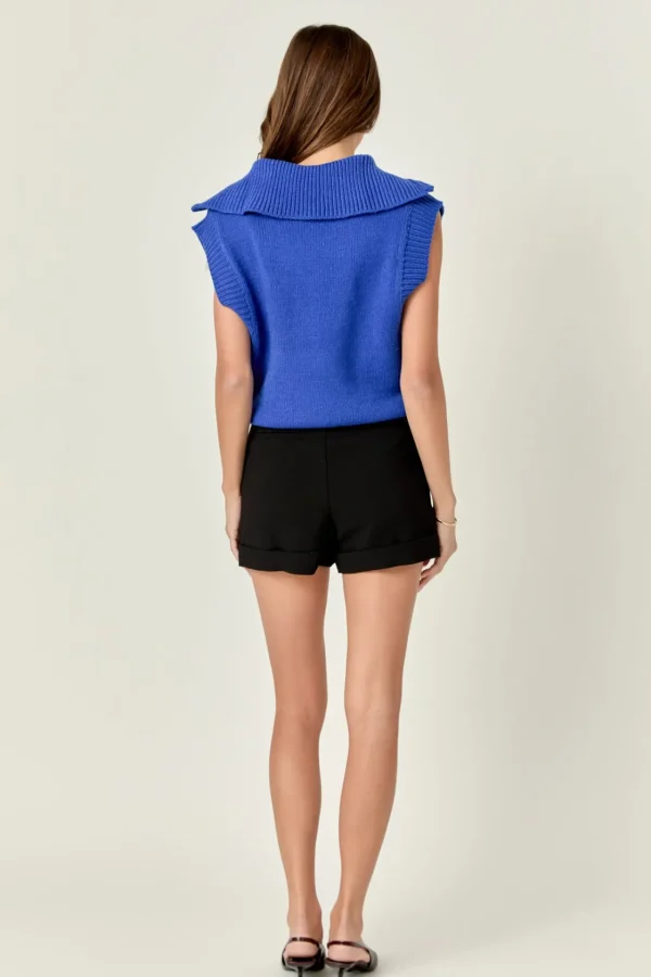 ENGLISH FACTORY Tops*- Zip Mock Neck Knit Vest