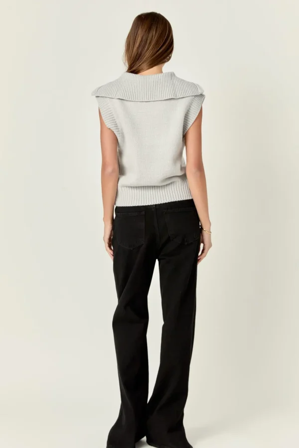 ENGLISH FACTORY Tops*- Zip Mock Neck Knit Vest