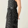 ENGLISH FACTORY Tops*- Zoe Polka Dot Pleated Midi Dress BLACK/WHITE