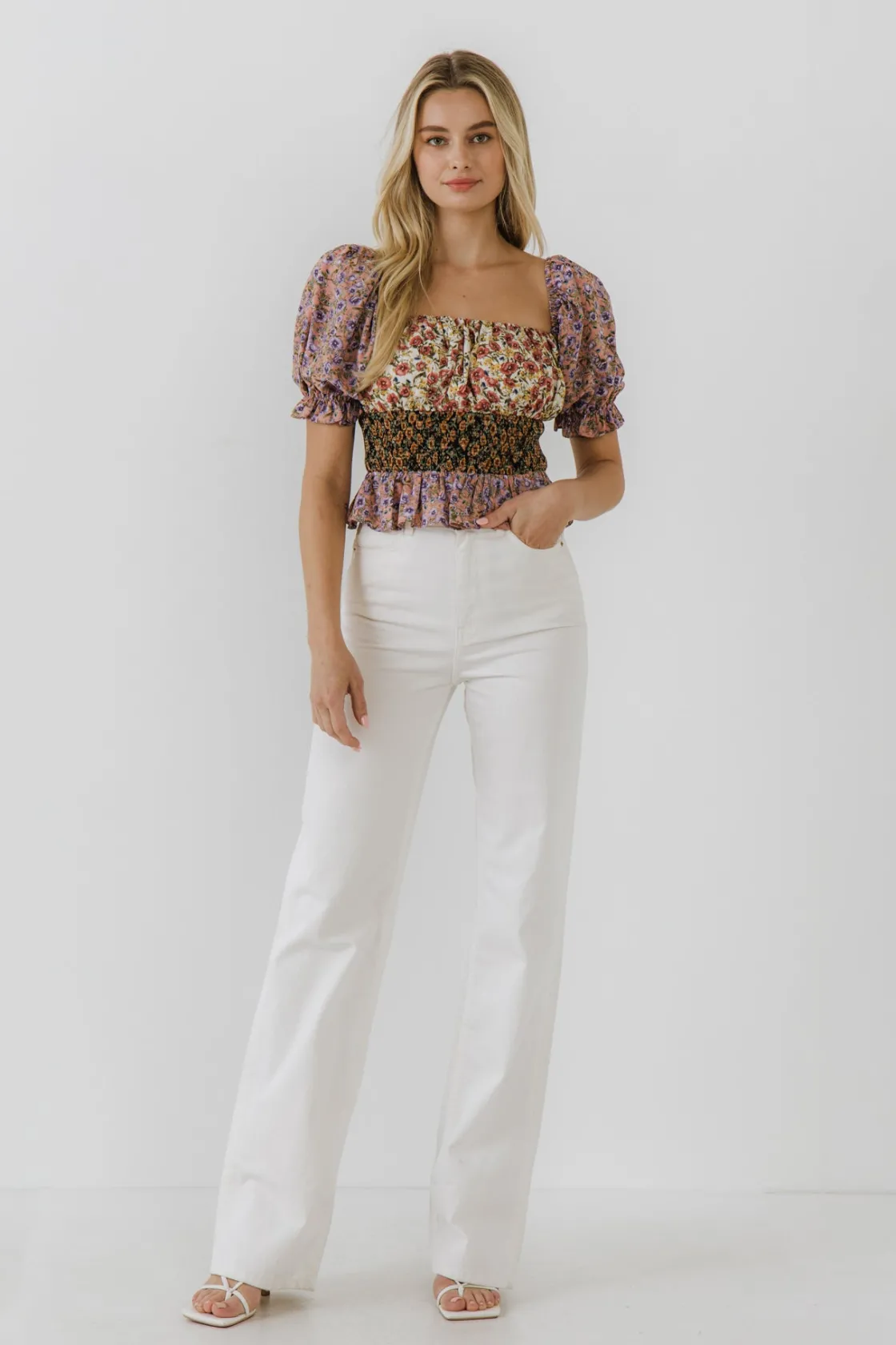 floral_multi_color_top_0.webp FREE THE ROSES Tops*Floral Color Top MULTI