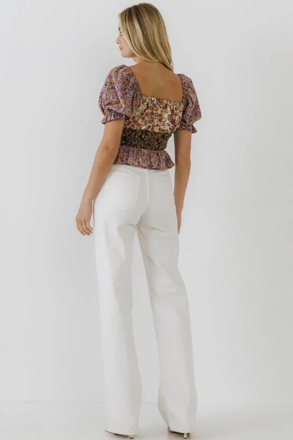FREE THE ROSES Tops*Floral Color Top MULTI