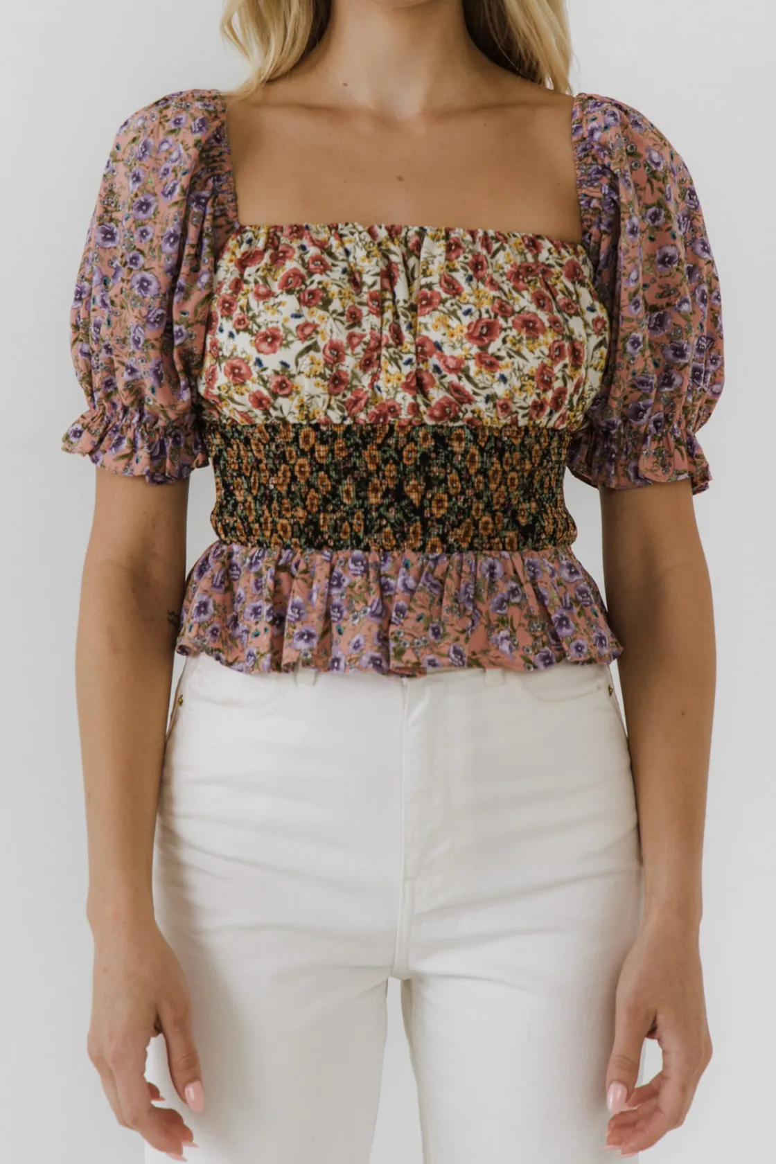 floral_multi_color_top_3.webp FREE THE ROSES Tops*Floral Color Top MULTI