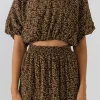 FREE THE ROSES Tops*Free The Rose - Floral Blouson Top BROWN
