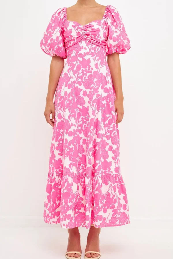FREE THE ROSES Tops*Free The Rose - Floral Print Maxi Dress