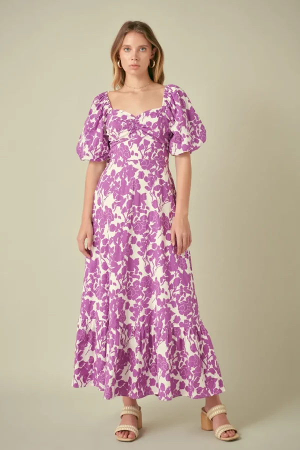 FREE THE ROSES Tops*Free The Rose - Floral Print Maxi Dress