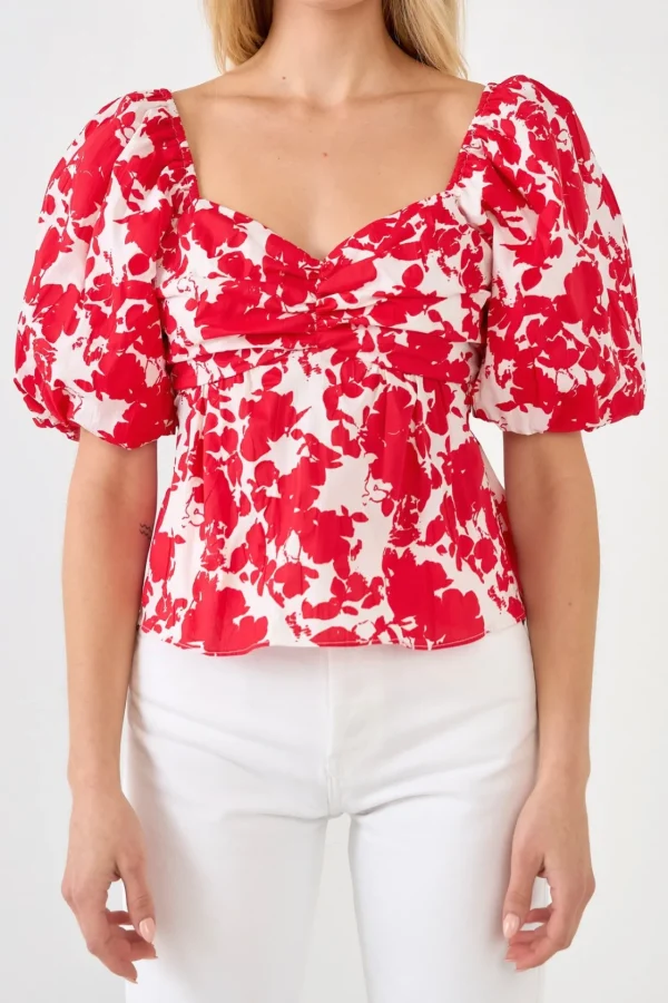 FREE THE ROSES Tops*Free The Rose - Floral Tied Back Top