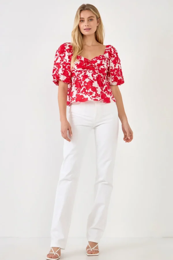 FREE THE ROSES Tops*Free The Rose - Floral Tied Back Top