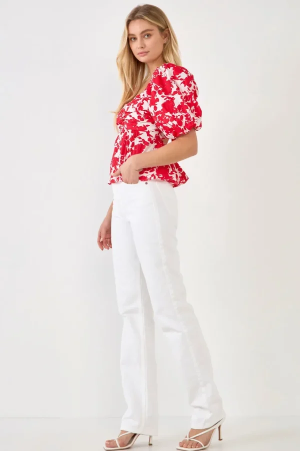FREE THE ROSES Tops*Free The Rose - Floral Tied Back Top