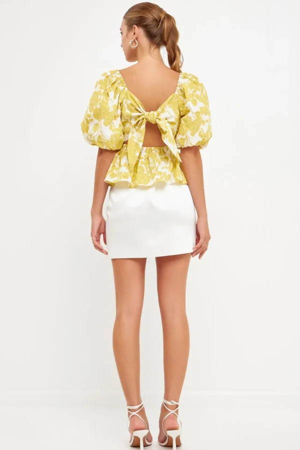 FREE THE ROSES Tops*Free The Rose - Floral Tied Back Top