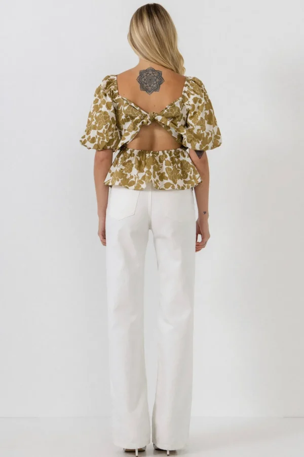 FREE THE ROSES Tops*Free The Rose - Floral Tied Back Top