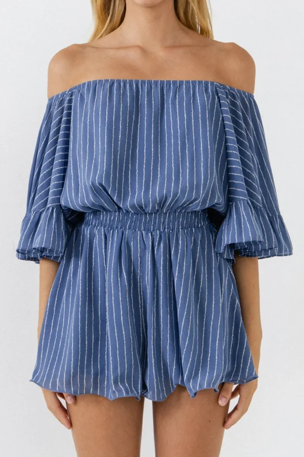 FREE THE ROSES Tops*Free The Rose - Flowy Stripe Romper