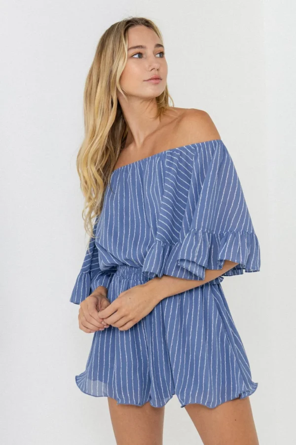 FREE THE ROSES Tops*Free The Rose - Flowy Stripe Romper