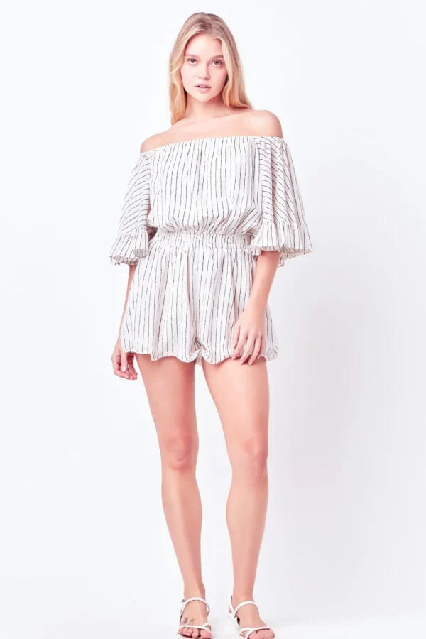 FREE THE ROSES Tops*Free The Rose - Flowy Stripe Romper