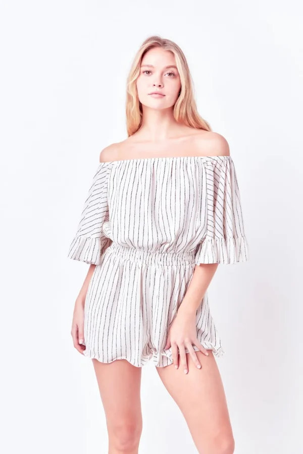 FREE THE ROSES Tops*Free The Rose - Flowy Stripe Romper