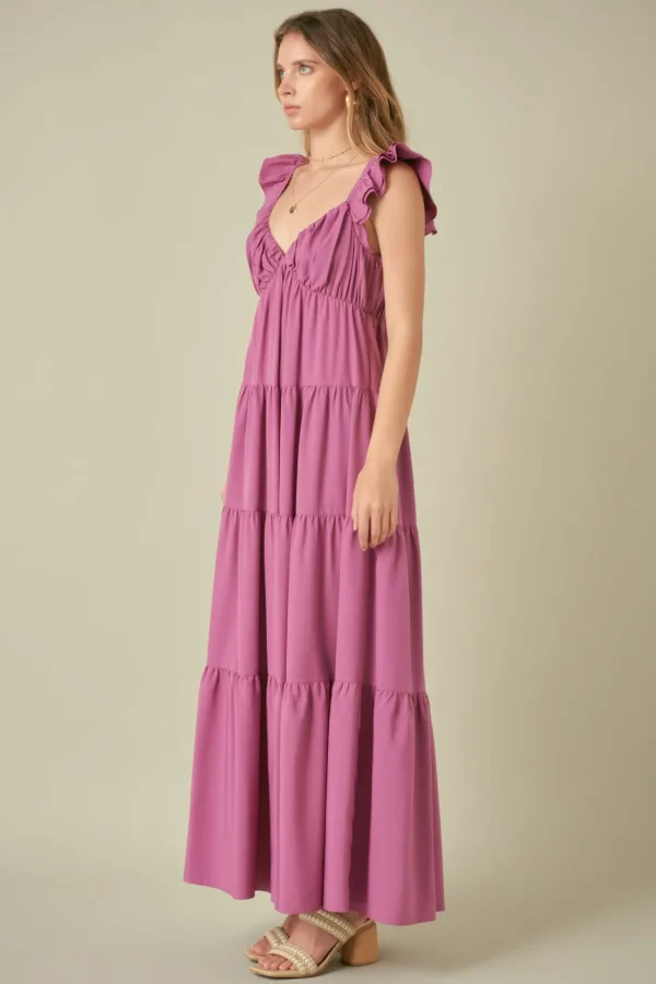FREE THE ROSES Tops*Free The Rose - Ruffle Sleeve Maxi Dress
