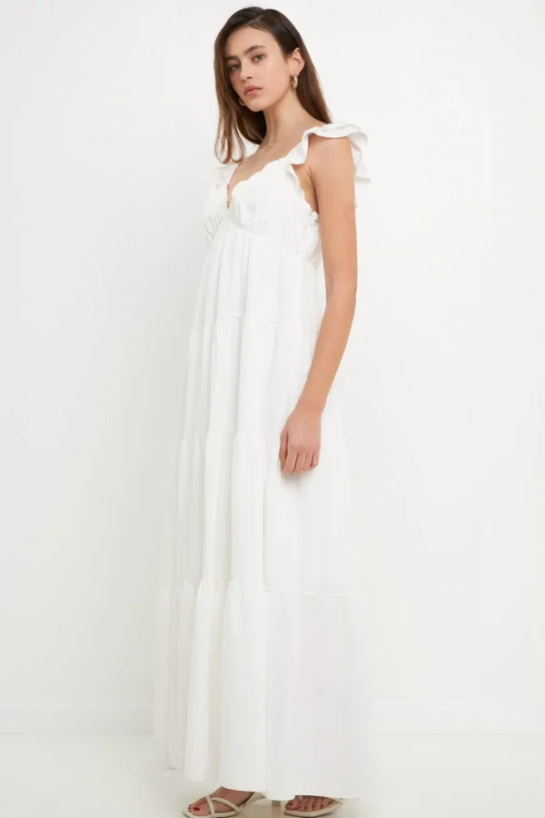 FREE THE ROSES Tops*Free The Rose - Ruffle Sleeve Maxi Dress