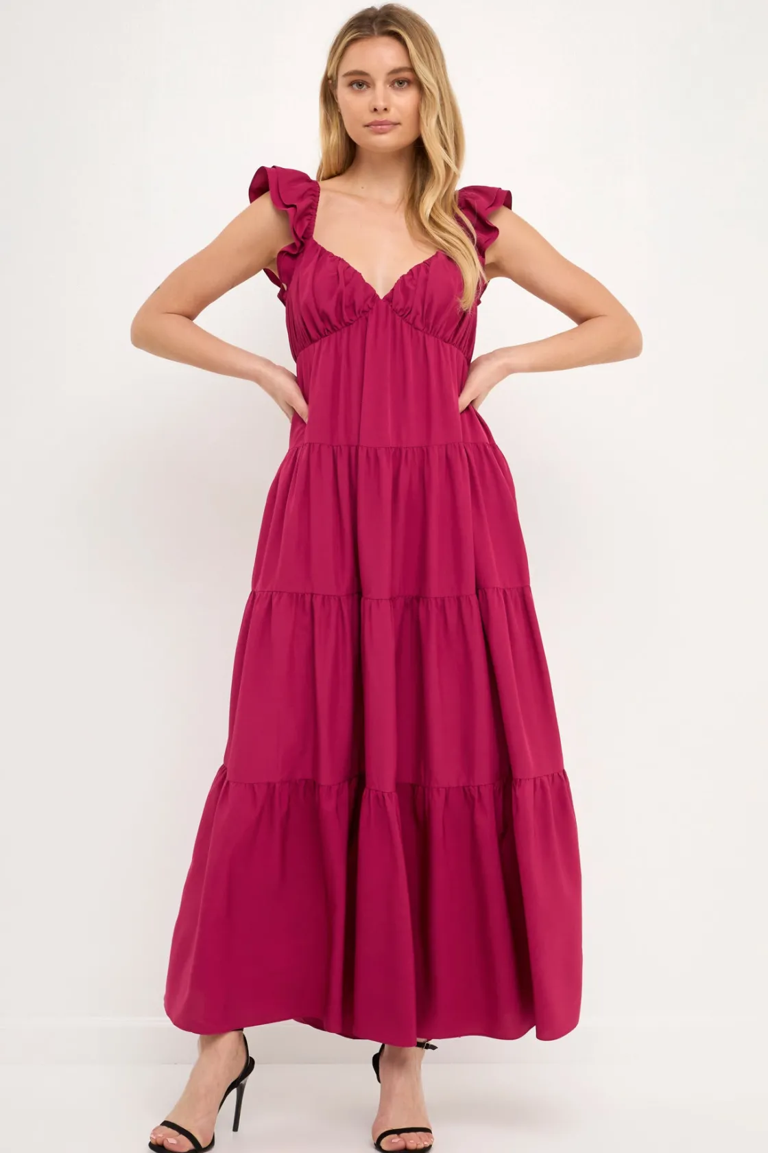 free_the_rose__ruffle_sle_14.webp FREE THE ROSES Tops*Free The Rose - Ruffle Sleeve Maxi Dress