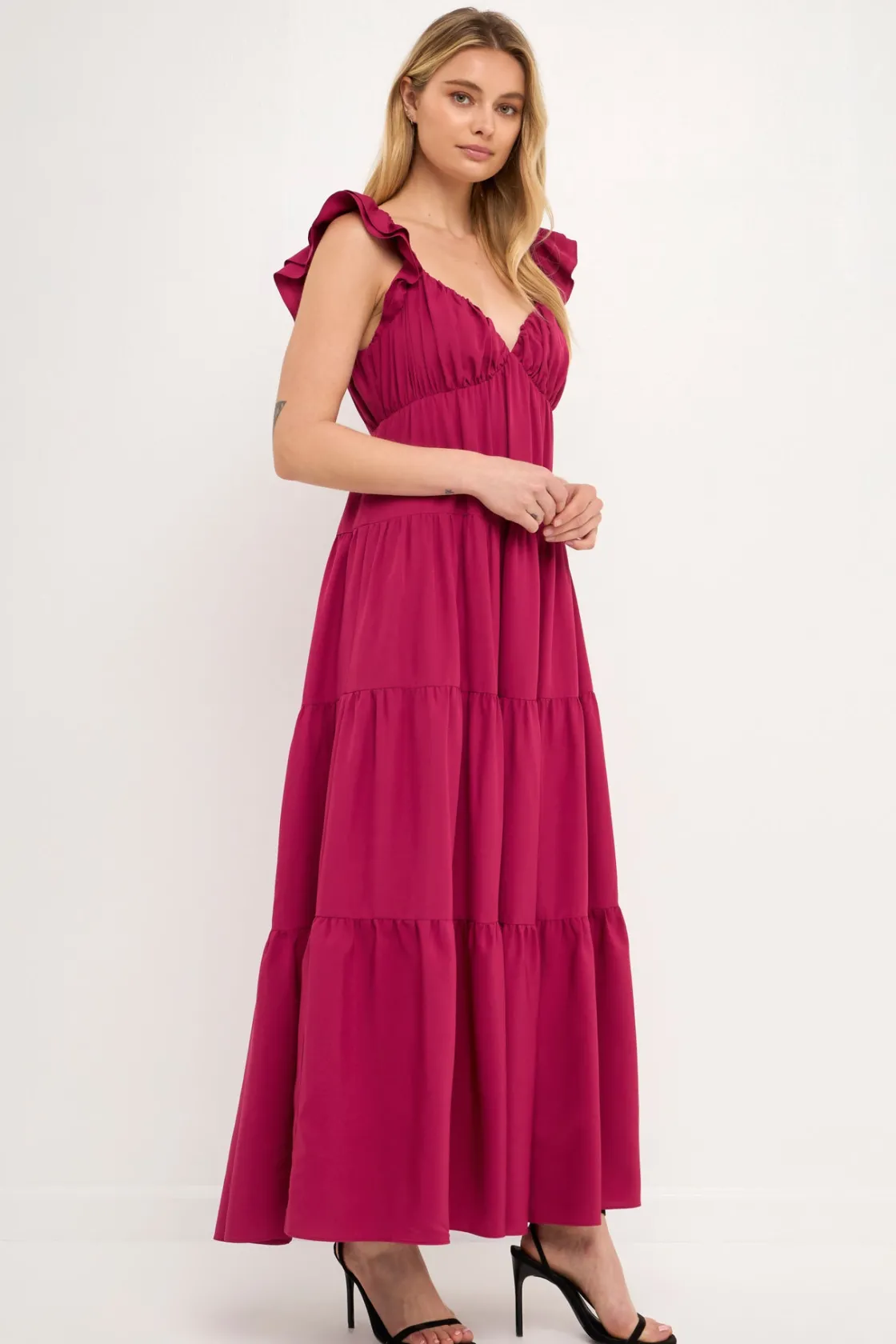 free_the_rose__ruffle_sle_16.webp FREE THE ROSES Tops*Free The Rose - Ruffle Sleeve Maxi Dress
