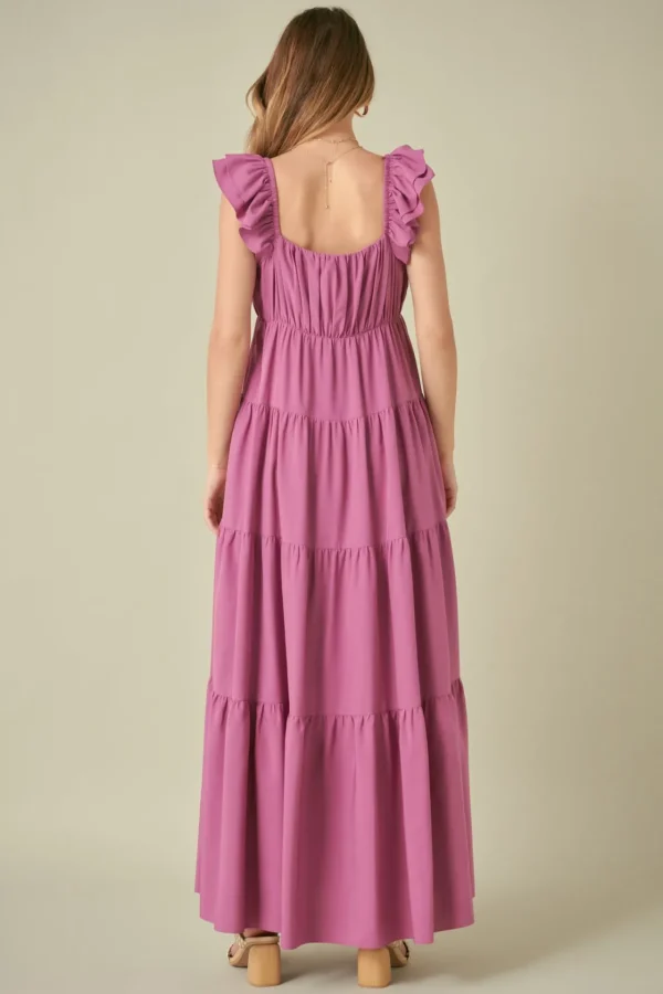 FREE THE ROSES Tops*Free The Rose - Ruffle Sleeve Maxi Dress