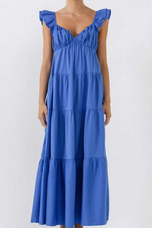 FREE THE ROSES Tops*Free The Rose - Ruffle Sleeve Maxi Dress