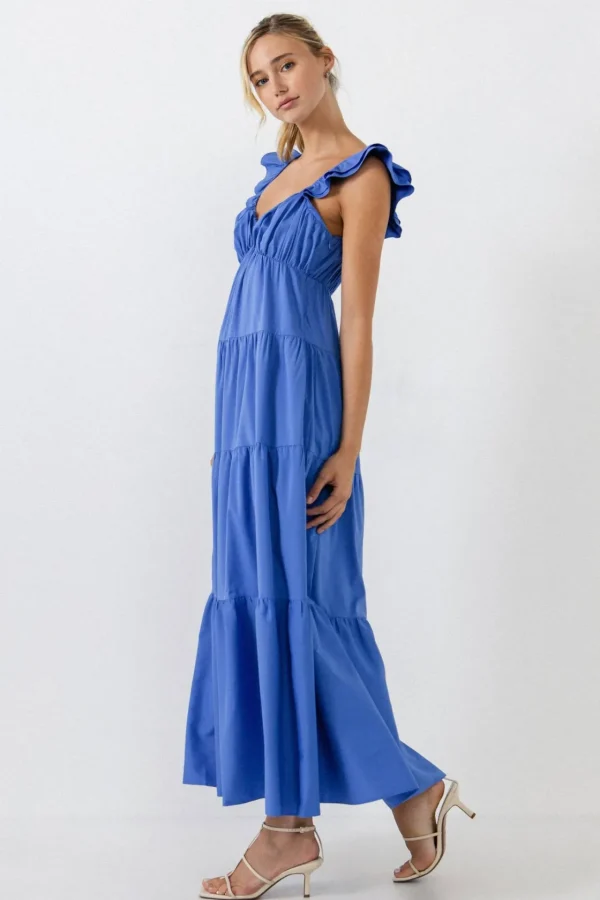 FREE THE ROSES Tops*Free The Rose - Ruffle Sleeve Maxi Dress