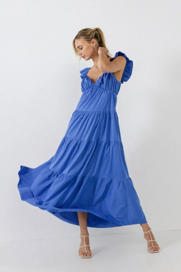 FREE THE ROSES Tops*Free The Rose - Ruffle Sleeve Maxi Dress