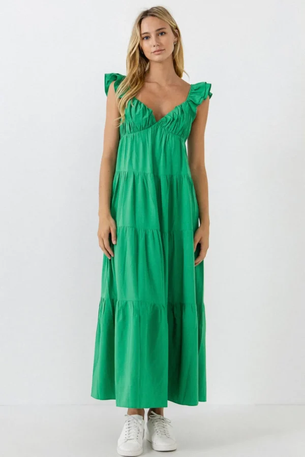 FREE THE ROSES Tops*Free The Rose - Ruffle Sleeve Maxi Dress