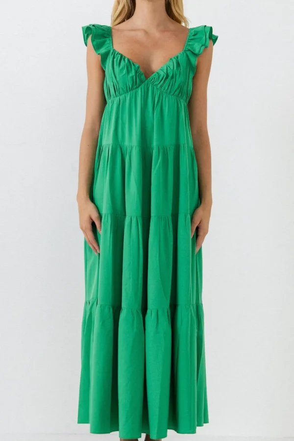 FREE THE ROSES Tops*Free The Rose - Ruffle Sleeve Maxi Dress