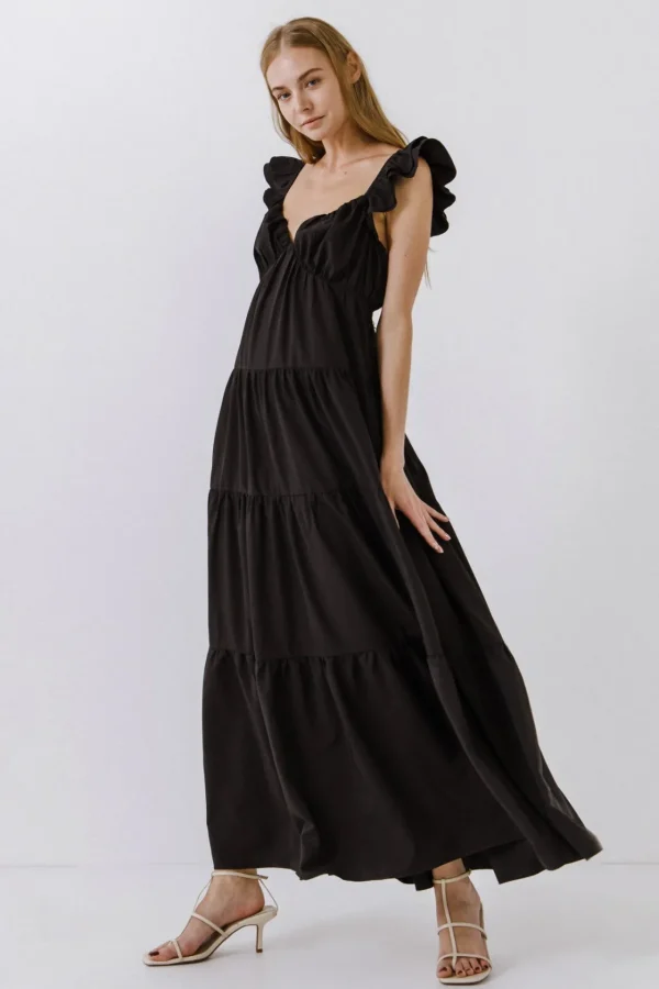 FREE THE ROSES Tops*Free The Rose - Ruffle Sleeve Maxi Dress