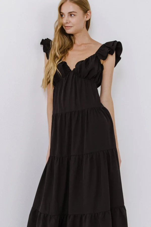 FREE THE ROSES Tops*Free The Rose - Ruffle Sleeve Maxi Dress