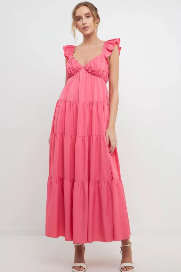 FREE THE ROSES Tops*Free The Rose - Ruffle Sleeve Maxi Dress