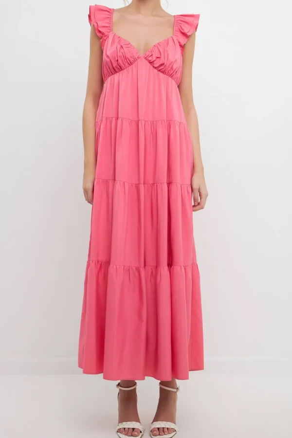 FREE THE ROSES Tops*Free The Rose - Ruffle Sleeve Maxi Dress