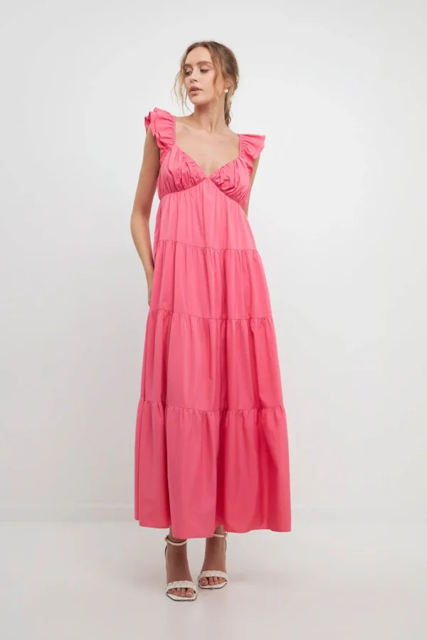 FREE THE ROSES Tops*Free The Rose - Ruffle Sleeve Maxi Dress