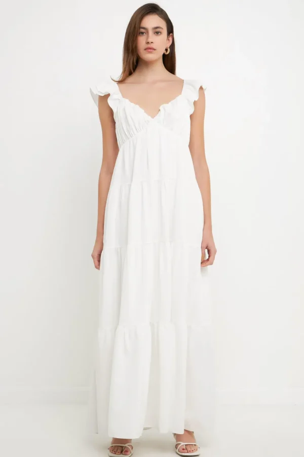 FREE THE ROSES Tops*Free The Rose - Ruffle Sleeve Maxi Dress