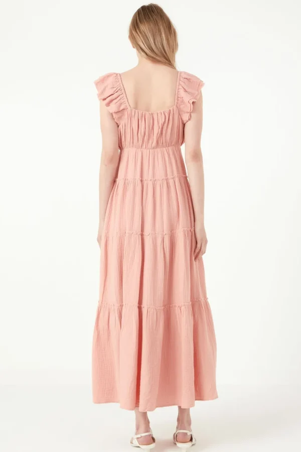 FREE THE ROSES Tops*Free The Rose - Sweetheart Maxi Dress With Raw Edge Details