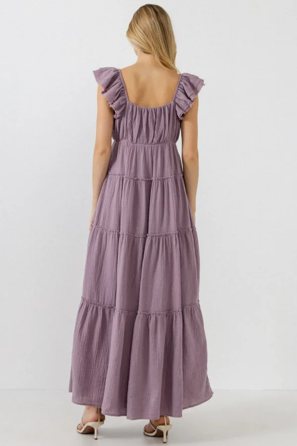 FREE THE ROSES Tops*Free The Rose - Sweetheart Maxi Dress With Raw Edge Details