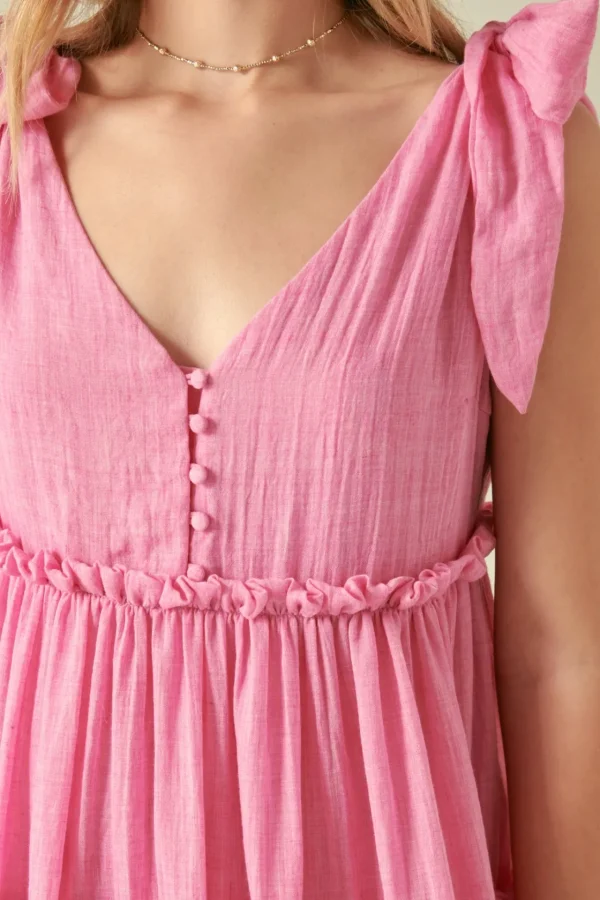 FREE THE ROSES Tops*Free The Rose - Tiered Shoulder-Tie Dress