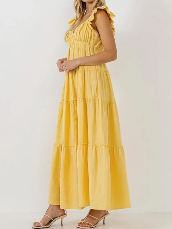 FREE THE ROSES Tops*Free The Rose - Tiered Shoulder-Tie Dress