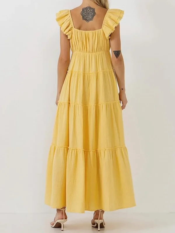 FREE THE ROSES Tops*Free The Rose - Tiered Shoulder-Tie Dress