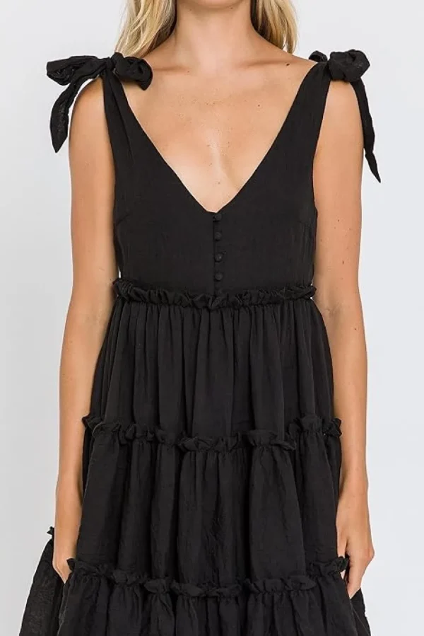 FREE THE ROSES Tops*Free The Rose - Tiered Shoulder-Tie Dress