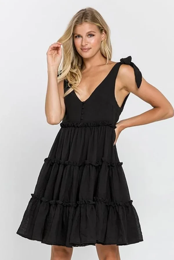 FREE THE ROSES Tops*Free The Rose - Tiered Shoulder-Tie Dress