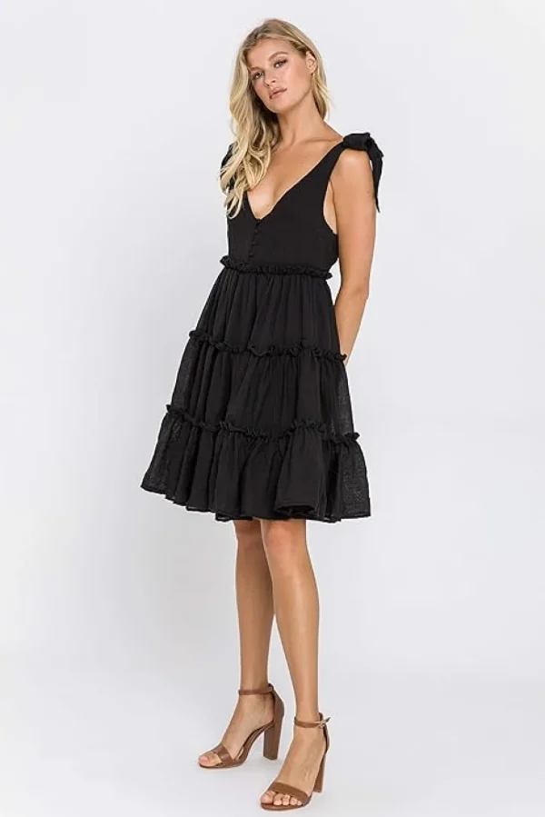 FREE THE ROSES Tops*Free The Rose - Tiered Shoulder-Tie Dress