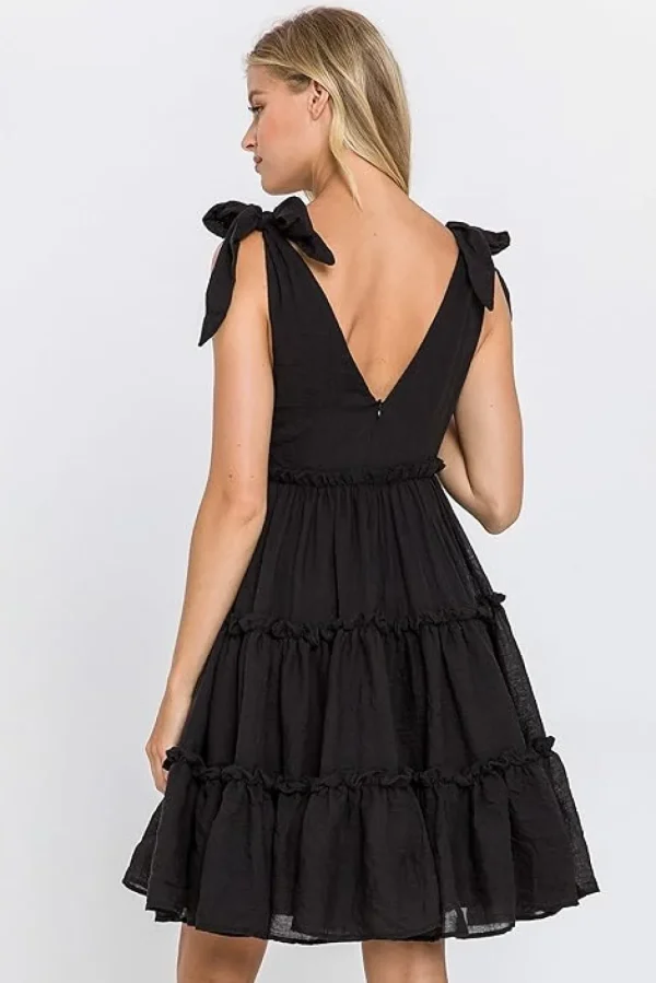 FREE THE ROSES Tops*Free The Rose - Tiered Shoulder-Tie Dress