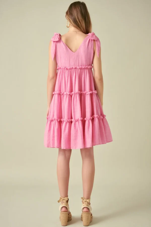 FREE THE ROSES Tops*Free The Rose - Tiered Shoulder-Tie Dress