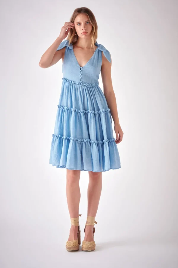 FREE THE ROSES Tops*Free The Rose - Tiered Shoulder-Tie Dress