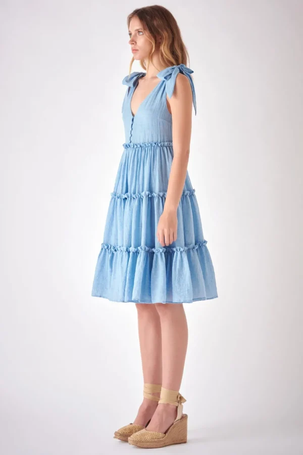 FREE THE ROSES Tops*Free The Rose - Tiered Shoulder-Tie Dress