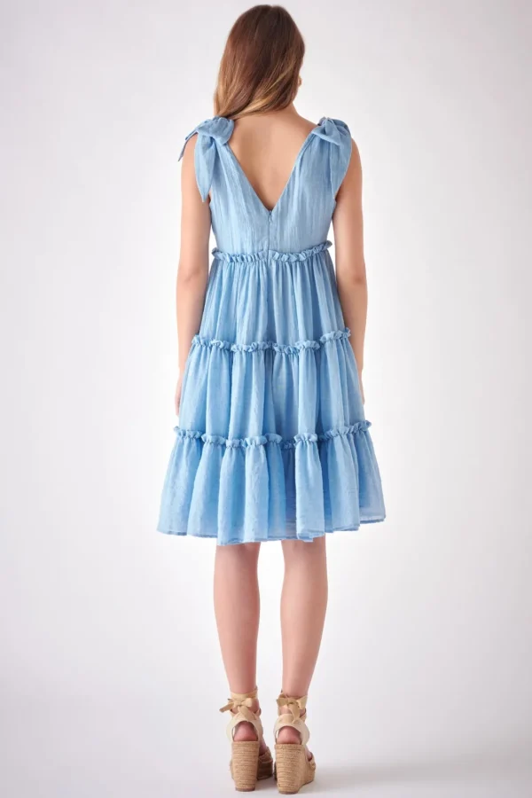 FREE THE ROSES Tops*Free The Rose - Tiered Shoulder-Tie Dress