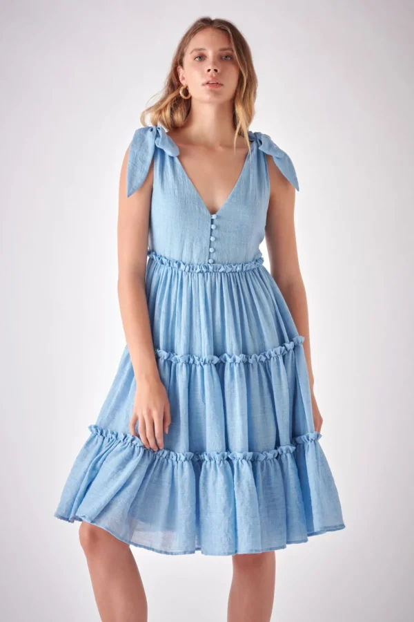 FREE THE ROSES Tops*Free The Rose - Tiered Shoulder-Tie Dress
