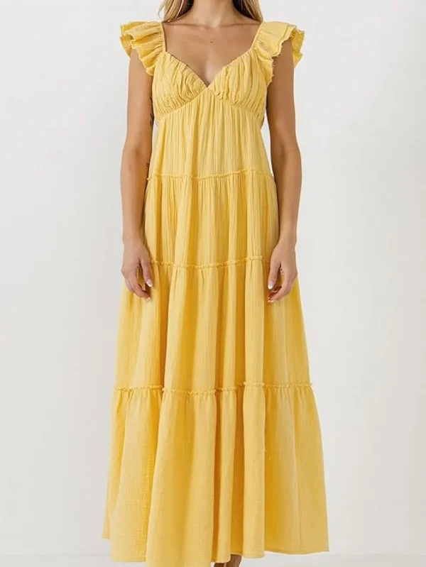 FREE THE ROSES Tops*Free The Rose - Tiered Shoulder-Tie Dress