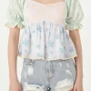 FREE THE ROSES Tops*- Color Block Eyelet Top MULTI